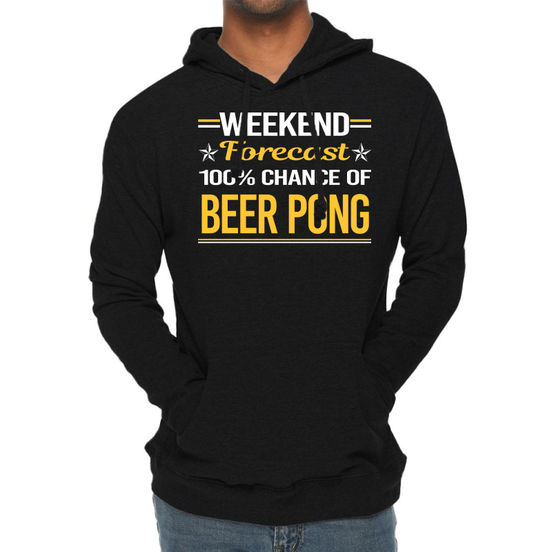 Weekend Forecast 100 Beer Pong Green Lightweight Hoodie by tryggeuserz | Artistshot