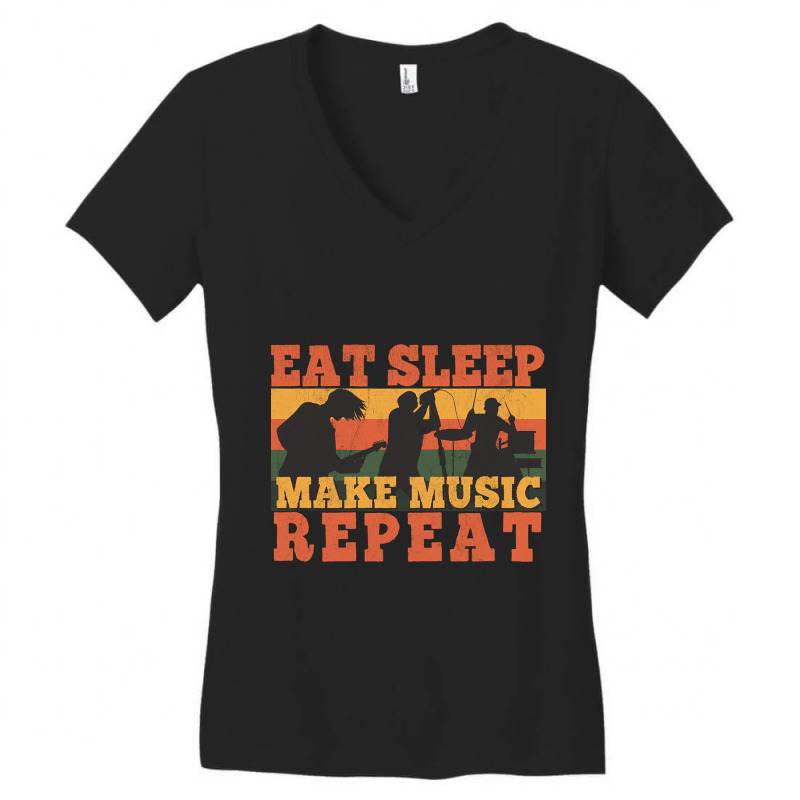 Trending Eat Sleep Soccer Repeat Funny Musician T- Women's V-Neck T-Shirt by rebeccacameron | Artistshot