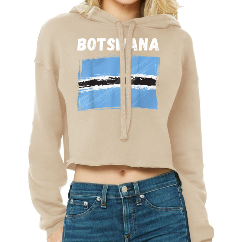 Botswana Flag Vintage Grunge Batswana Flag Botswan Cropped Hoodie by ginen | Artistshot