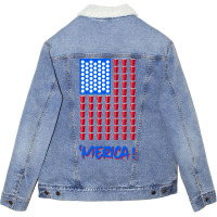 Pong Beer American Flag T Shirt 4th Of July Men Wo Unisex Sherpa-lined Denim Jacket | Artistshot