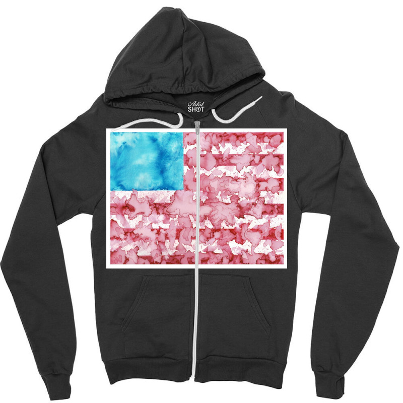 Watercolor America Zipper Hoodie | Artistshot