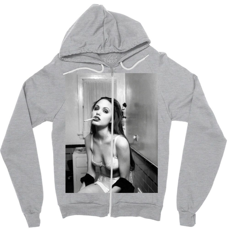 Angelina Jolie Zipper Hoodie by ickescorleeh | Artistshot