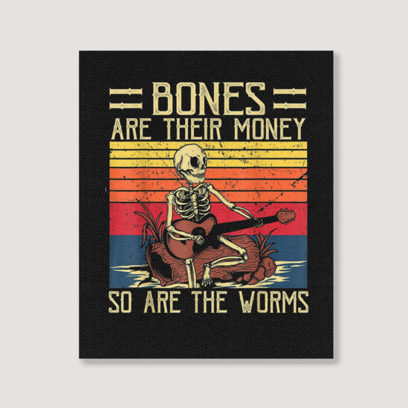 Bones Are Their Money T Shirt Skeleton Playing Gui Portrait Canvas Print | Artistshot