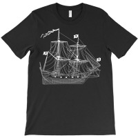 Pirate Ship Diagram Blueprint Crossbones Sailing P T-shirt | Artistshot