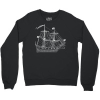 Pirate Ship Diagram Blueprint Crossbones Sailing P Crewneck Sweatshirt | Artistshot