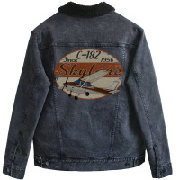 Cessna 182 Skylane Since 1956 Retro Vintage Airpla Unisex Sherpa-lined Denim Jacket | Artistshot