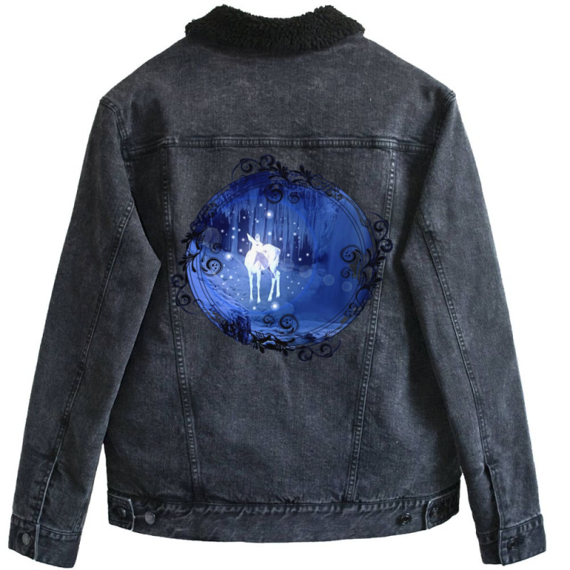 Magic Deer Sparkle Unisex Sherpa-Lined Denim Jacket by miurarylesv | Artistshot