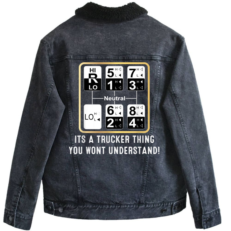 Trucker Truck Driver Gear Shift Pattern T Shirt Unisex Sherpa-lined Denim Jacket | Artistshot