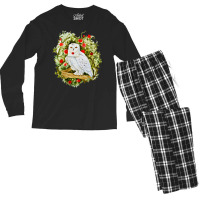 Sticker With Watercolor Illustration. White Owl Wi Men's Long Sleeve Pajama Set | Artistshot