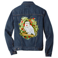 Sticker With Watercolor Illustration. White Owl Wi Men Denim Jacket | Artistshot