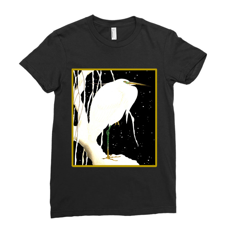 Hot Trend Egret In The Snow Ladies Fitted T-Shirt by rebeccacameron | Artistshot