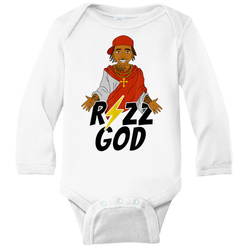 Rizz God Gang Emote Street Rap Drip Popular Stream Long Sleeve Baby Bodysuit | Artistshot