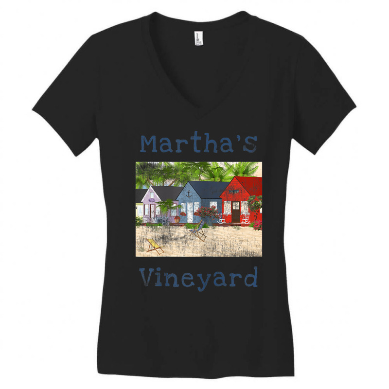 Womens Distressed Martha's Vineyard Cape Cod Islan Women's V-Neck T-Shirt by mheny | Artistshot