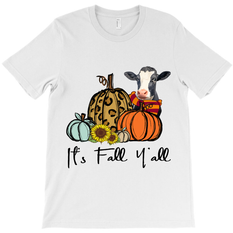 Its Fall Yall Cow Leopard Pumpkin Sunflower Retro2 T-shirt | Artistshot