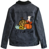 Its Fall Yall Cow Leopard Pumpkin Sunflower Retro2 Unisex Sherpa-lined Denim Jacket | Artistshot