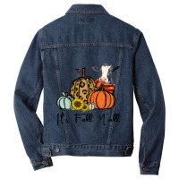 Its Fall Yall Cow Leopard Pumpkin Sunflower Retro2 Men Denim Jacket | Artistshot