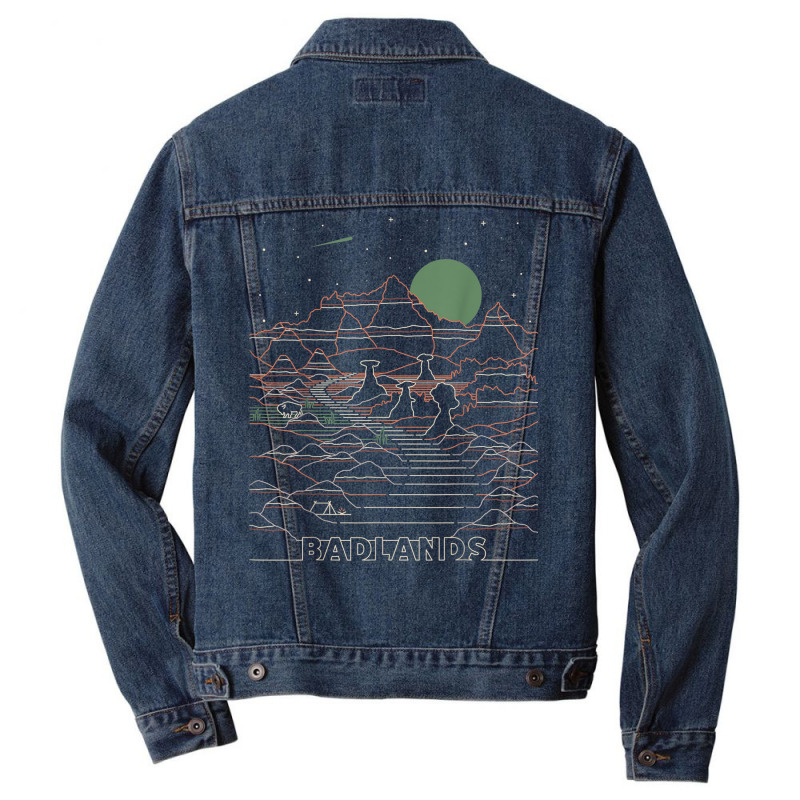 Vintage Retro Badlands National Park South Dakota Men Denim Jacket by calguaa | Artistshot