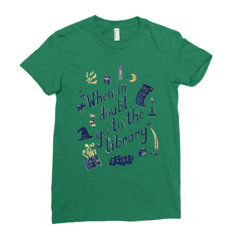 When In Doubt Go To The Library 9 Ladies Fitted T-Shirt by ferenzvalisl | Artistshot