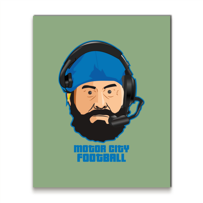 Motor City Football Cartoon Vector Metal Print Vertical | Artistshot