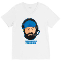 Motor City Football Cartoon Vector V-neck Tee | Artistshot