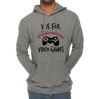 V Is For Video Games Funny Lightweight Hoodie | Artistshot