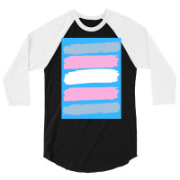 Trans Flag Brush Strokes 3/4 Sleeve Shirt | Artistshot