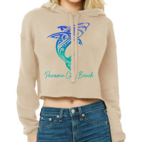 Panama City Beach Fl Shark Scuba Diving Surfer Flo Cropped Hoodie | Artistshot