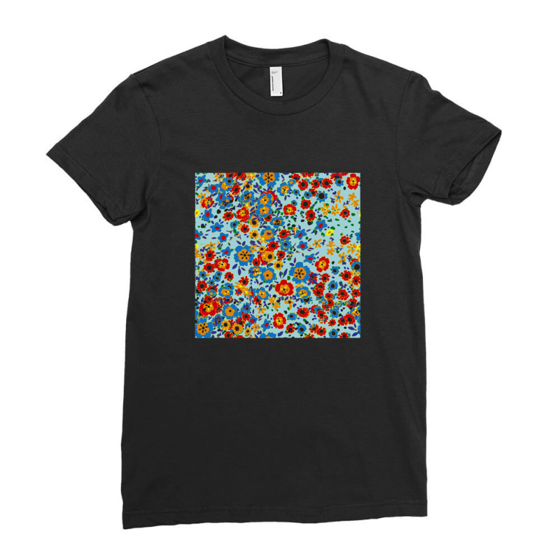 Cute Pattern In A Small Flower Little Leave Flowers Colorful Bright Su Ladies Fitted T-Shirt by agus03 | Artistshot