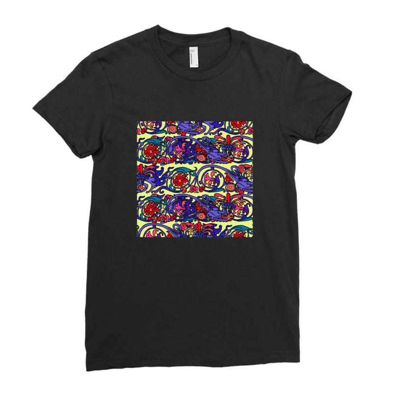 Cute Pattern In A Small Flower Little Leave Flowers Colorful Bright Su Ladies Fitted T-Shirt by agus03 | Artistshot