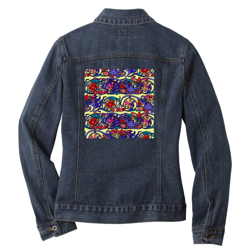 Cute Pattern In A Small Flower Little Leave Flowers Colorful Bright Su Ladies Denim Jacket by agus03 | Artistshot