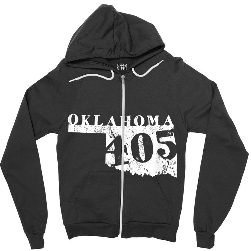 Oklahoma Map 405 Area Code Vintage T Shirt Zipper Hoodie | Artistshot