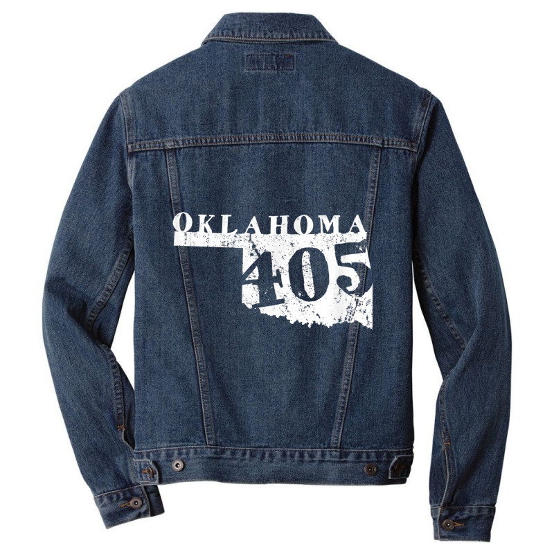 Oklahoma Map 405 Area Code Vintage T Shirt Men Denim Jacket | Artistshot