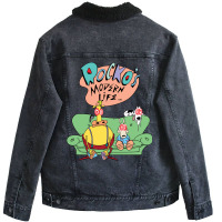 Rocko's Modern Life Hypnotized Character Long Slee Unisex Sherpa-lined Denim Jacket | Artistshot