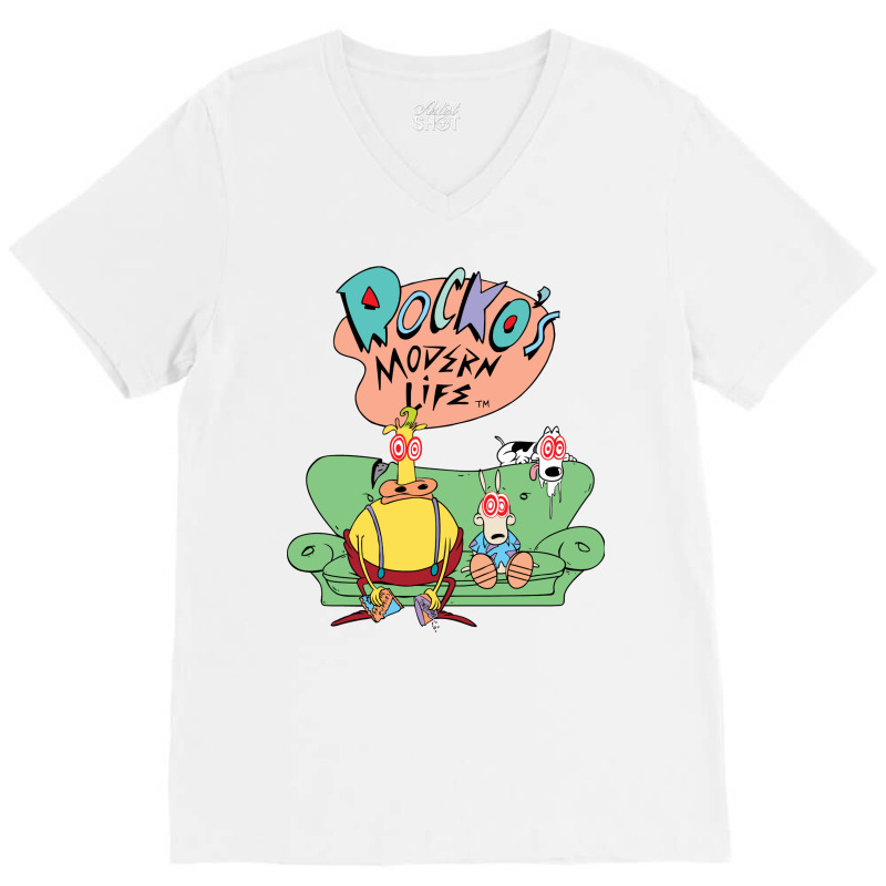 Rocko's Modern Life Hypnotized Character Long Slee V-Neck Tee by imelde | Artistshot