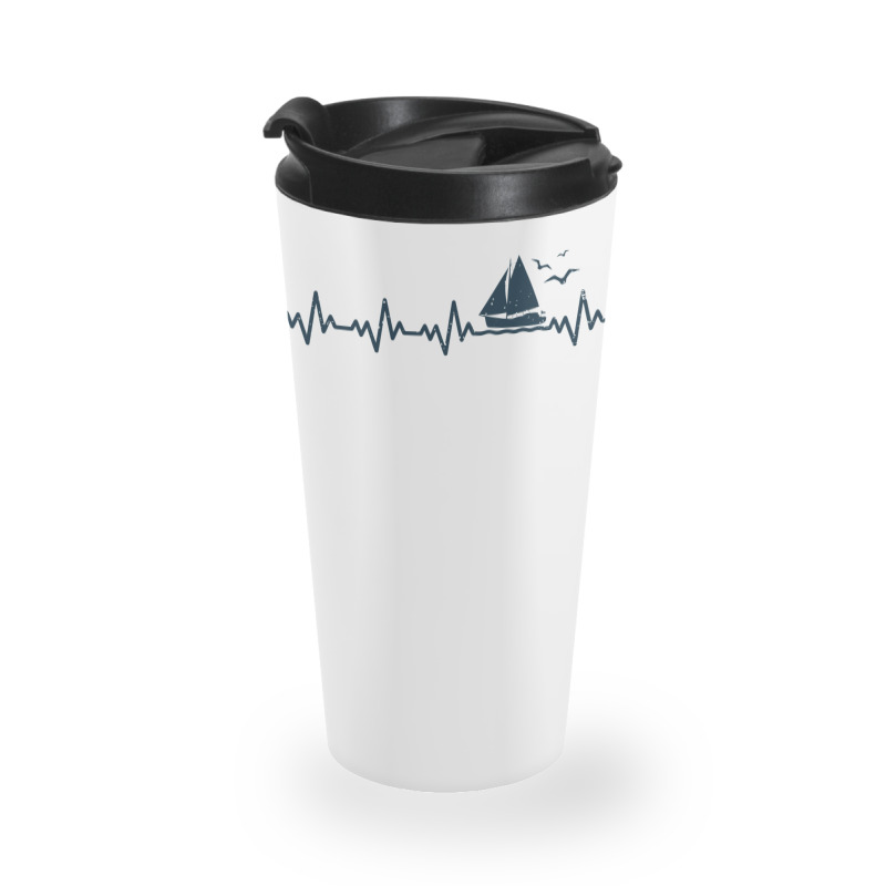 Heartbeat Sailing Boat Captain Pulse Funny Sailor Boating Lover Gift Travel Mug | Artistshot