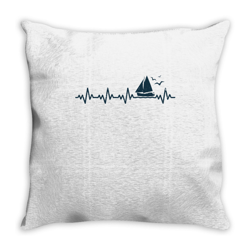 Heartbeat Sailing Boat Captain Pulse Funny Sailor Boating Lover Gift Throw Pillow | Artistshot