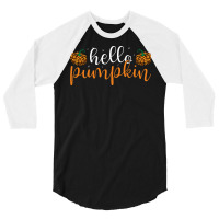 Hello Pumpkin Leopard Pattern Cute Fall Lover Design For Halloween Cos 3/4 Sleeve Shirt | Artistshot