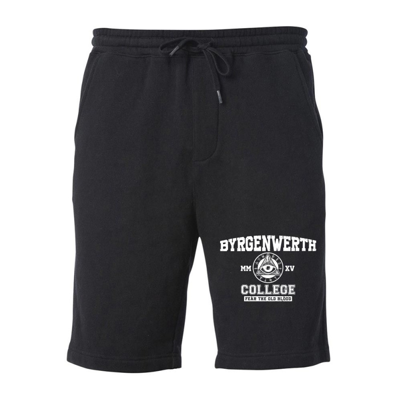 Byrgenwerth College (white Text) Fleece Short | Artistshot