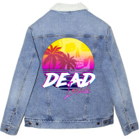 Dead Inside   Vaporwave Miami Aesthetic Spooky Moo Unisex Sherpa-lined Denim Jacket | Artistshot