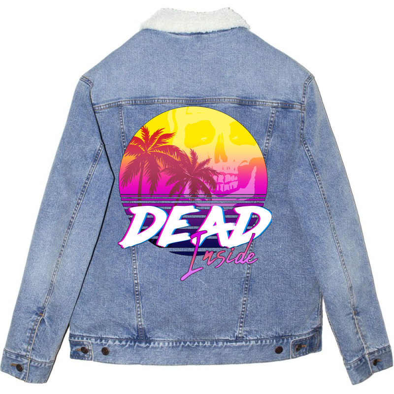 Dead Inside   Vaporwave Miami Aesthetic Spooky Moo Unisex Sherpa-lined Denim Jacket | Artistshot