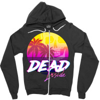 Dead Inside   Vaporwave Miami Aesthetic Spooky Moo Zipper Hoodie | Artistshot