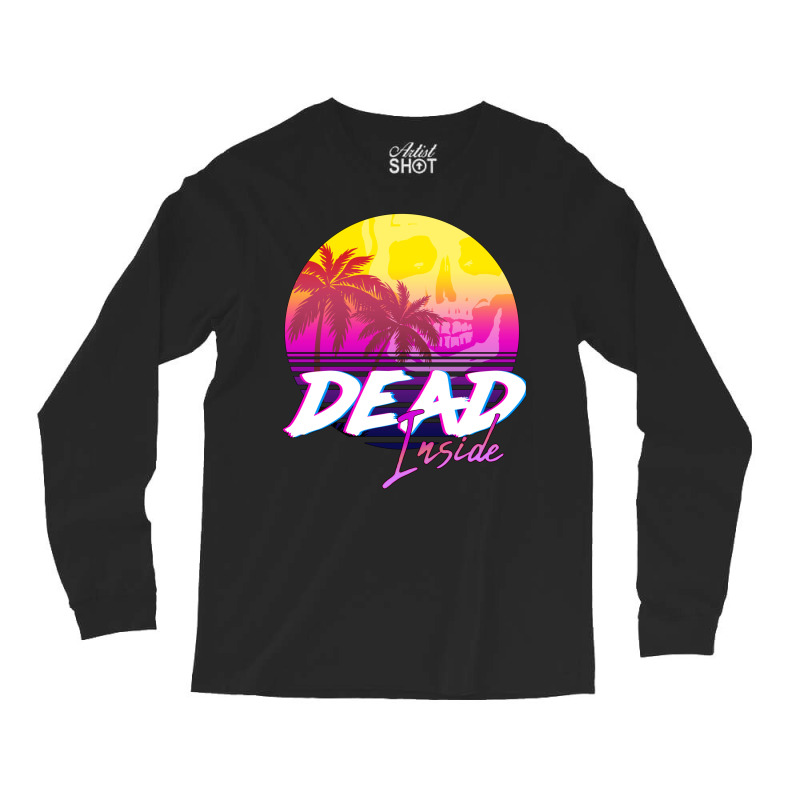 Dead Inside   Vaporwave Miami Aesthetic Spooky Moo Long Sleeve Shirts | Artistshot