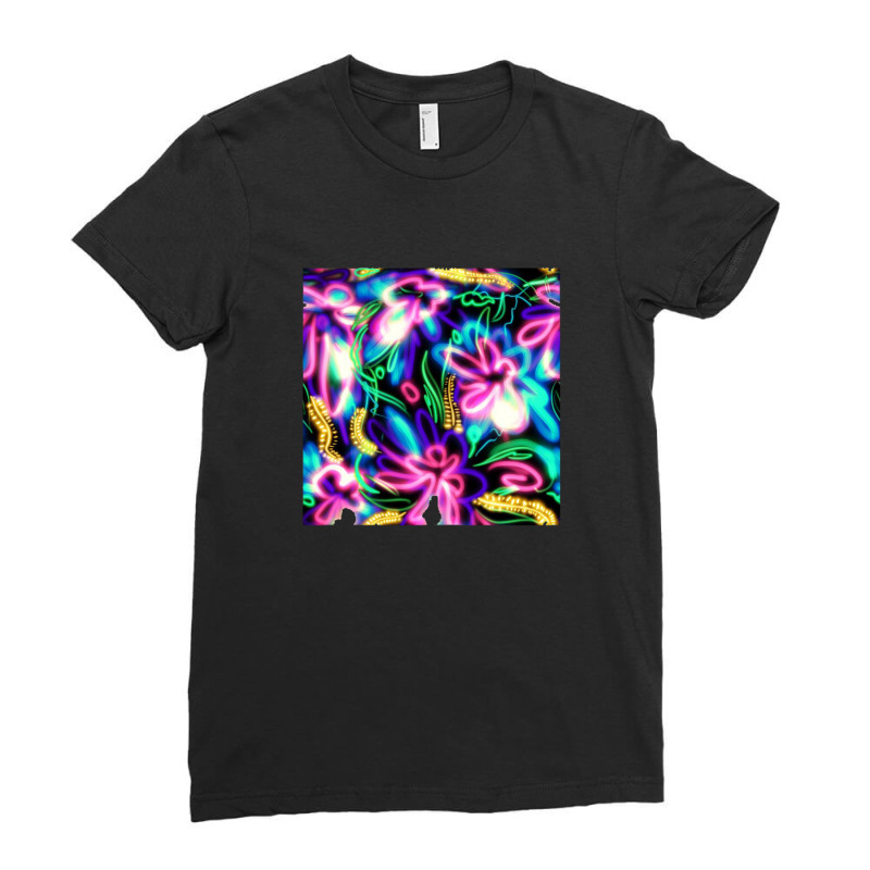 Cute Pattern In A Small Flower Little Leave Flowers Colorful Bright Su Ladies Fitted T-Shirt by agus03 | Artistshot