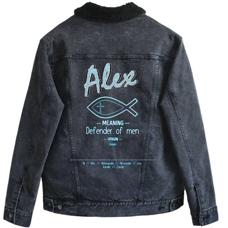 Alex Biblical Name Definition Unisex Sherpa-Lined Denim Jacket by fathiyharebd | Artistshot