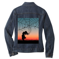 Spider Web Ladies Denim Jacket | Artistshot