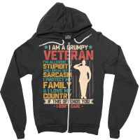 I Am A Grumpy Veteran American Flag Solder Vintage Patriotic Veterans Zipper Hoodie | Artistshot