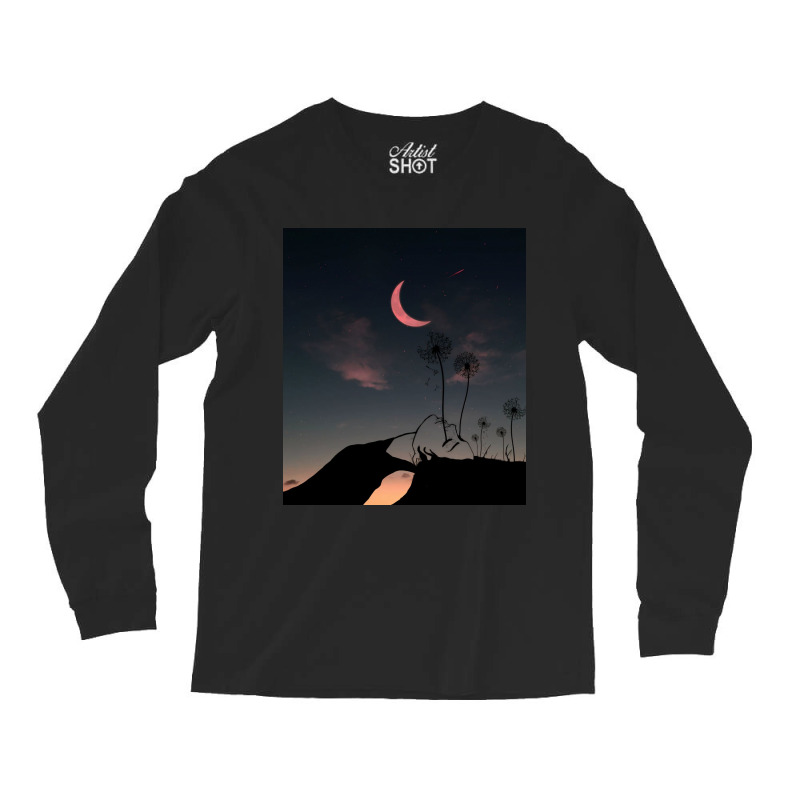 Night And Woman Long Sleeve Shirts by evindart | Artistshot