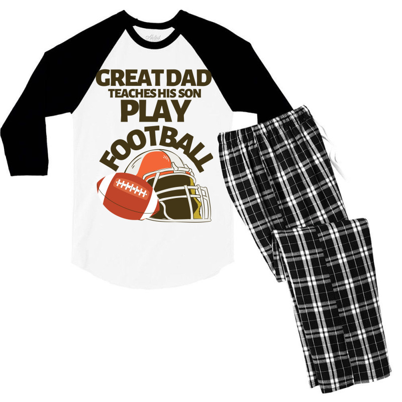 Great Dad Teaches His Son Play Football Men's 3/4 Sleeve Pajama Set | Artistshot