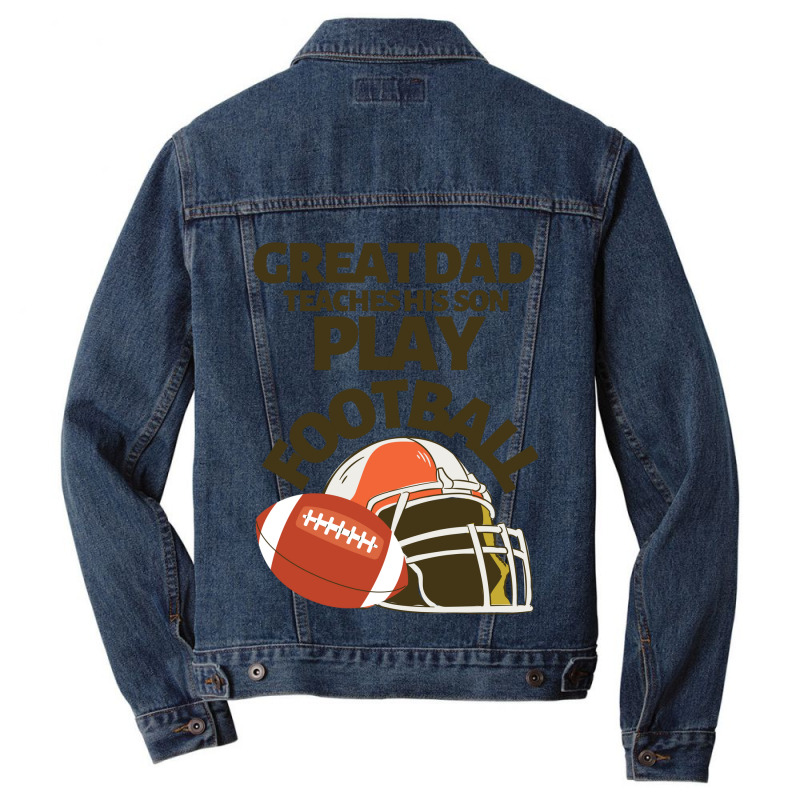 Great Dad Teaches His Son Play Football Men Denim Jacket | Artistshot