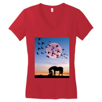 Horse And Woman Women's V-neck T-shirt | Artistshot